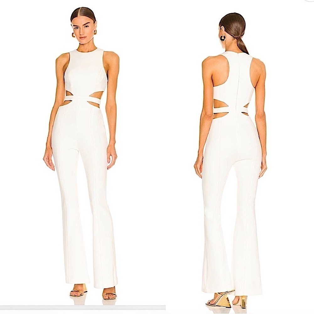 MISHA Collection REVOLVE Cream White Thea Flare Cut Out Jumpsuit Bridal Size 0